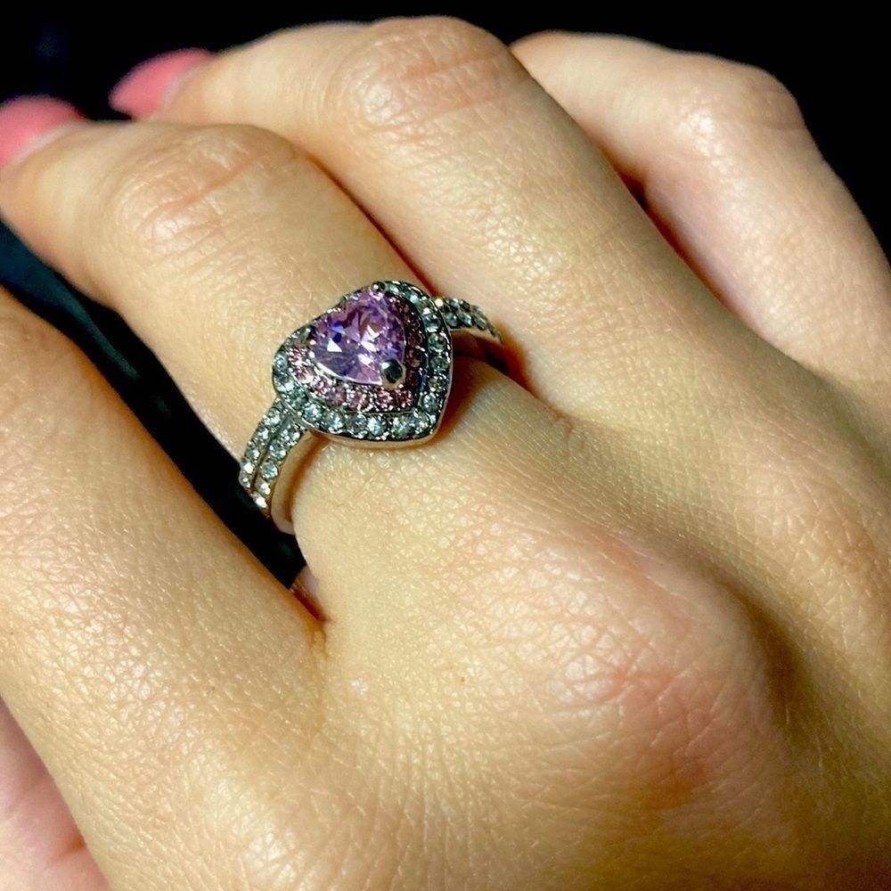 LAST ONE! Silver & Pink Heart Ring